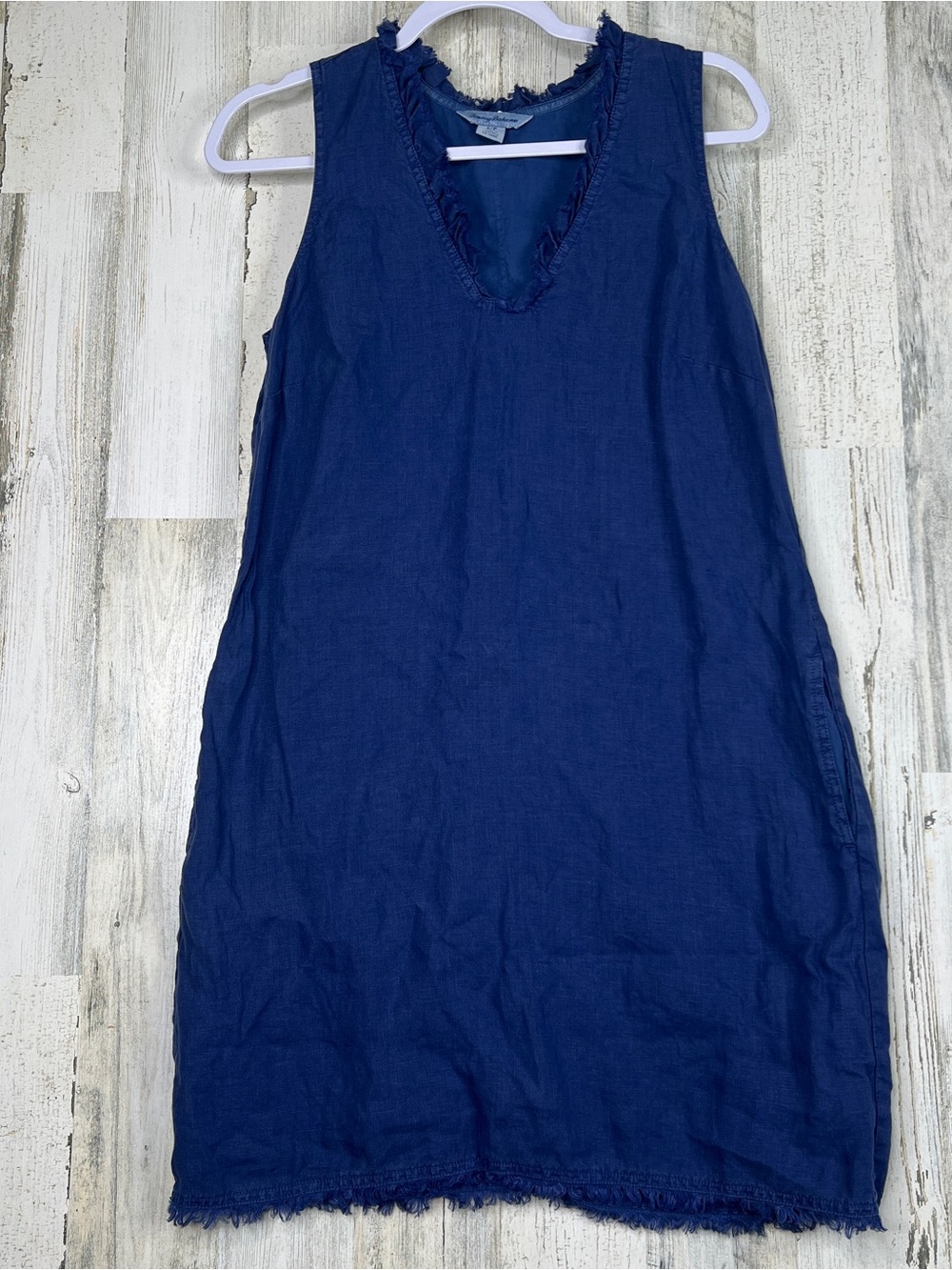 Tommy Bahama Linen Dress Small Blue Sleeveless Pockets Coastal Resort Style - Picture 7 of 12